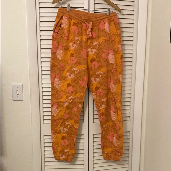 Disney Stitch Orange and Pink Floral sweatpants - Picture 1 of 10